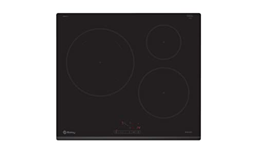 Balay 3EB865FR - Placa de inducción de 60 cm de ancho, bisel delantero, 3 zonas de inducción, zona 28 cm biselada, control táctil, color negro