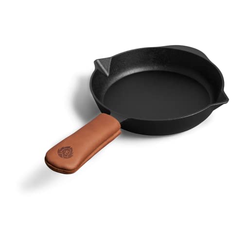 BURNHARD Sartén de Hierro Fundido, Dunda de Cuero para el Mango - 26 cm