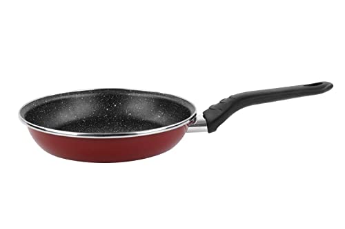 MAGEFESA Sartén 28Ø Praga New. Antiadherente bicapa Reforzado Efecto pierdra. Fondo 100% Full Induction. Exterior Rojo. 50% Ahorro energético.