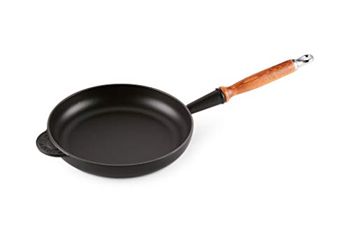 Le Creuset Sartén de hierro fundido con mango de madera, Redonda, Ø 24 cm, Apto para todas las fuentes de calor, incl. inducción, Negro mate