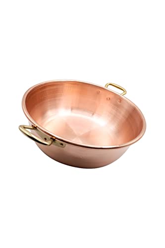 CREARTISTIC Olla para mermelada con 2 asas, 4,2 l, 32 cm de diámetro, de cobre puro martillado a mano, 100 % hecha a mano en Italia