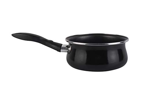 MAGEFESA Black - Cazo 16cm de Acero vitrificado Exterior Negro. Antiadherente bicapa Reforzado, Apto para Todo Tipo de cocinas, Especial inducción. 50% de Ahorro energético.