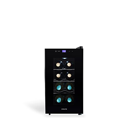 CREATE / WINECOOLER S/Vinoteca de 8 botellas Negra / 23L, 60W Luz LED, Display Digital, 3 Estantes, Doble Aislamiento, Zonas de temperatura de 11-18 grado