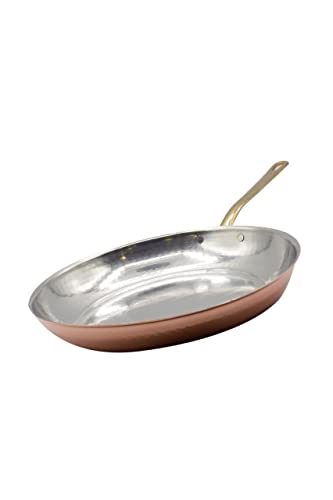 CREARTISTIC Sartén de cobre puro, 30 cm, sartén de cobre estañado, profesional, antiadherente, con mango de latón, de cobre martillado, parrilla
