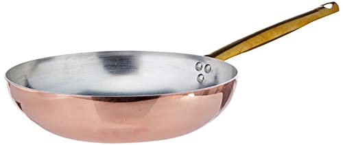 Pentole Agnelli ALCU111B28 Sartén de mano lisa de cobre estañado con mango tubular, 28 cm