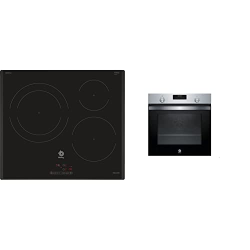 Balay - Placa inducción 60cm biselada, 3 zonas, Gran zona 28 cm, Control Táctil & 3HB4131X2 - Horno, Multifunción, A, Encastrable, 60 cm, 71 l, 7 F, Aqualisis, Ap. Abatible
