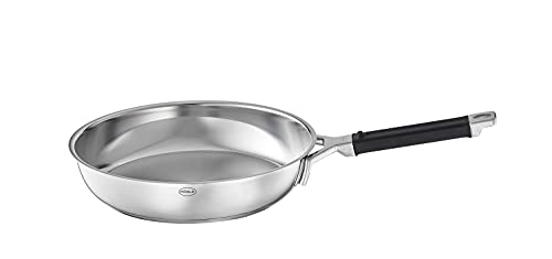 RÖSLE SILENCE PRO Sartén de Acero Inoxidable con mango de silicona, 28 cm, Acero Inoxidable 18/10, Apta para Inducción, Apta para Lavavajillas