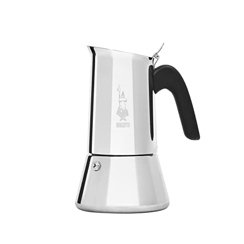 Bialetti - Nueva Venus de Inducción, Cafetera Italiana para Espressos de Acero inoxidable, adecuado para todo tipo de Placas, 10 Tazas de café (460ml), Aluminio y Plata