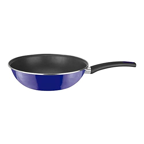 VITREX 71PVWSMAZ30 71PVWSMAZ30-Wok Gourmet esmaltado Antiadherente 2 Capas inducción Modelo Marseille Azul de 30 cm, Acero al Carbono, Multicolor