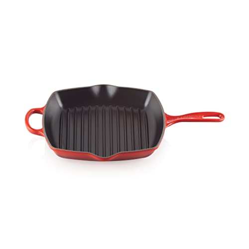 Le Creuset Sartén skillet cuadrada grill de hierro fundido, 26 cm, Cereza, 20183260600422
