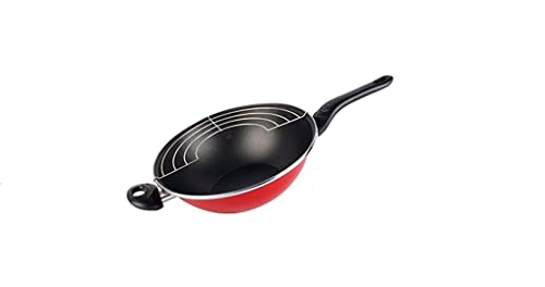 MAGEFESA PRAGA wok 28 con mango, acero esmaltado vitrificado, en granate, inducción y lavavajillas