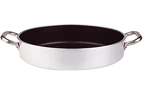 Ollas Agnelli Platinum Baja Cazuela, de Aluminio, con 2 Asas en Acero Inoxidable, Plata, 32 cm