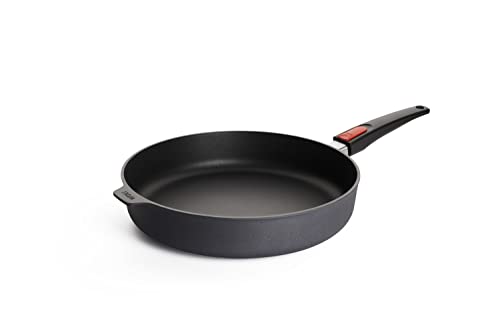 Sartén con borde alto Woll Diamond Lite, Ø 32 cm, 6,5 cm de altura, con mango extraíble - Apta para cerámica, gas, eléctrica, halógena, sartén de aluminio fundido, resistente al horno, antracita