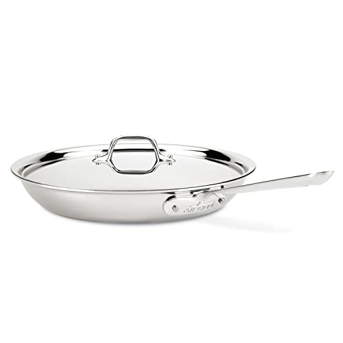All-Clad 8701005165 - Sartén de acero inoxidable con tapa, color plateado