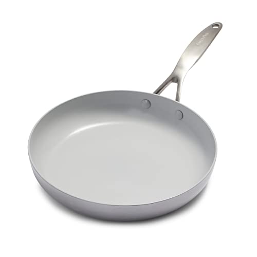 GreenPan Venice Pro Sartén de acero inoxidable con tres capas de cerámica antiadherente, 26 cm, sin PFAS, multicapa, inducción, apta para lavavajillas y horno, plateada