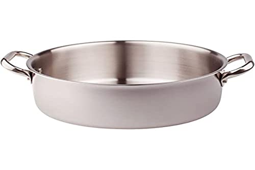 Pentole Agnelli ALIX106ALIN28 Cacerola baja con 2 asas de acero, Trilaminado de aluminio y acero para inducción, 28 cm
