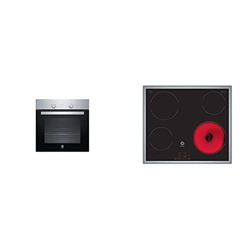 Balay, 3Hb1000X0 - Horno Multifunción, 5 Funciones, Indicador Luminoso, 71 L, 60 Cm, Inox Básico, Negro/Acero Inoxidable + 3Eb720Xr - Placa Vitrocerámica