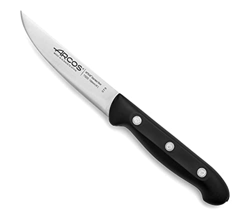 ARCOS Cuchillo verduras 4 pulgadas Acero Inoxidable, Cuchillo profesional verduras para pelar frutas y verduras, Mango ergonómico polioximetileno y Hoja 100 mm, Serie Maitre, Color negro