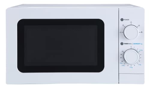 aro Microondas MW 10720, acero (SPCC) / cristal, capacidad de 20 L, 700 W, 230 V, con 5 niveles de potencia y función de descongelación y temporizador, plato y anillo giratorio (ø 25,5 cm), blanco