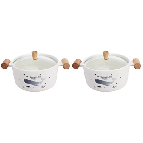BESTonZON 2 Uds Cazuelas Cebolla Pan Cazuela Vidrio Porcelana Estofado Olla Cocina Olla Redonda Francés Cereal Hogar Un Hogar Frío Ramekins Recipiente de Barro Arcilla Seguro