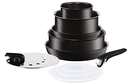 Tefal L6549602 Set de 10 Piezas de cocinar, Aleación, Negro, 1 cm