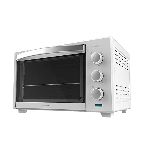 Cecotec Horno de Sobremesa de Convección 28 L Bake&Toast 2800 White. 1600 W, Multifunción, 6 Modos de Calor, Temporizador, Temperatura regulable, Puerta de Doble Cristal, Acero Lacado