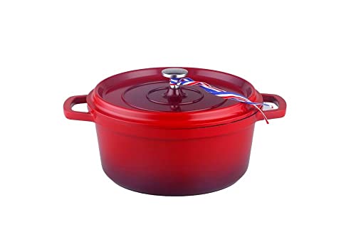 Kamberg Cazuela 20 cm redonda rojo flameado, aluminio fundido, revestimiento tipo piedra, todo tipo de fuentes de calor, incluida la inducción, sin PFOA