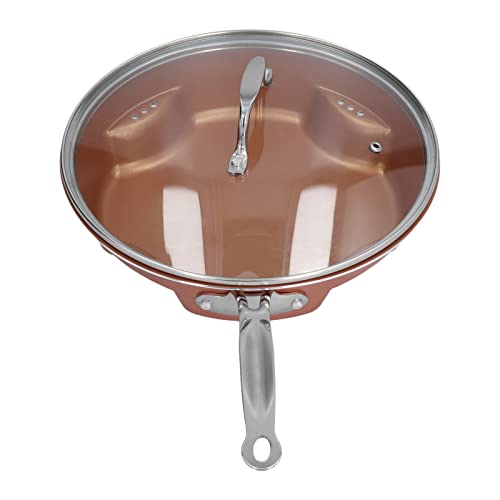 Sartén con Tapa de Vidrio, Sartén Eléctrica de Aluminio, Sartén Antiadherente, Sartén Portátil de Peso Ligero, Herramienta de Cocina Multifunción para Hoem, Cocina, Restaurante