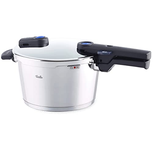 Fissler Vitaquick Olla a presión de 4,5 L y diámetro de 22 cm, acero inoxidable, 2 niveles de cocción, apilable, para todo tipo de placas, también inducción