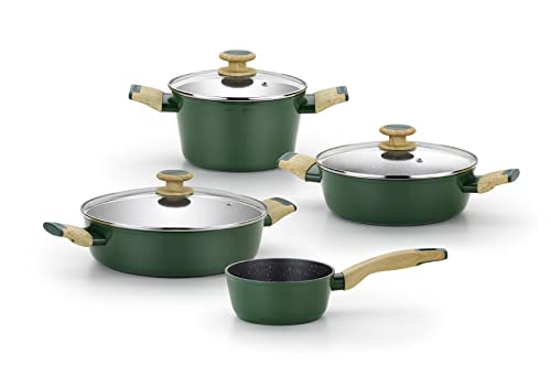 Monix Amazonia - Batería 4 piezas aluminio forjado, antiadherente reforzado con titanio sin PFOA, apta para todo tipo de cocinas e inducción