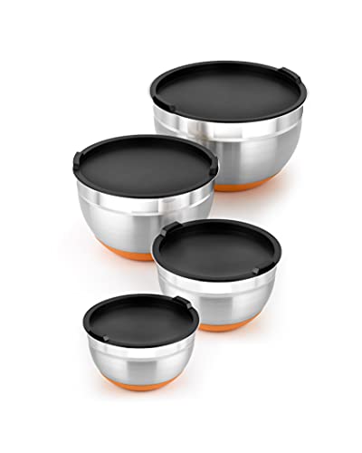 BRA Efficient- Set de 4 boles de acero inoxidable (12-16-20-24 cm), 0.4l