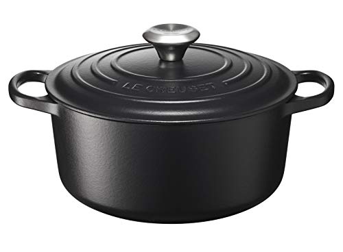 Le Creuset Cocotte redonda de hierro fundido, 24 cm, 4, 2 L, Todas Las Fuentes de Calor incluso inducción, Negro Mate, 21177240000430