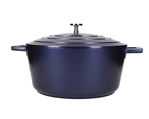 MasterClass Cazuela con Tapa, Grande 5L/28cm, Aluminio Fundido Ligero, Apta para Horno y Placa de Inducción, Azul