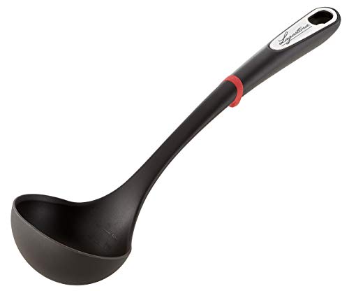 Lagostina Ingenio Smart Cucharón de plástico de silicona y acero, negro y rojo