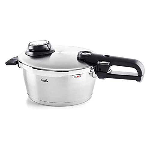 Fissler Vitavit Premium Olla a presión de 3,5 L y 22 cm de diámetro, acero inoxidable, 4 niveles de cocción, incluye accesorio de cocción al vapor, inducción