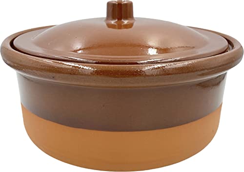 Olla Cazuela Tartera cacerola barro esmaltado 24 cms diámetro CON TAPA (24 x 13 cms alta)