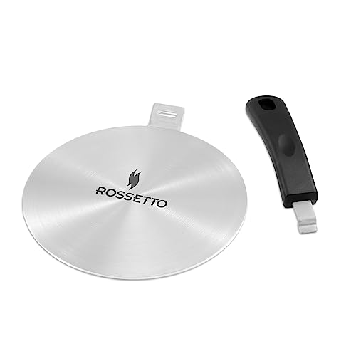 ROSSETTO Disco Adaptador Inducción Difusor para Placa de Inducción Difusor de Calor con Asa Desmontable para Cafetera de Acero Inoxidable (14cm)