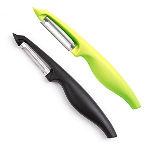 Pelador universal con cuchilla oscilante, filo afilado y doble filo, fabricado en acero inoxidable, 2 piezas