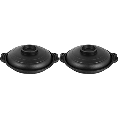 BESTonZON 2 Uds Cocina de Vapor de Inducción Antiadherente Cebolla Gadget Antiadherente Tapas de Pollo Bibimbap Estilo Francés Mini Olla de Cerámica Pequeña Cacerola Coreana Accesorio para