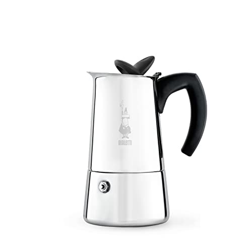 Bialetti - Musa de Inducción, Cafetera Italiana para Espressos de acero inoxidable, adecuado para todo tipo de Placas, 10 Tazas de café (430 Ml), Plateada