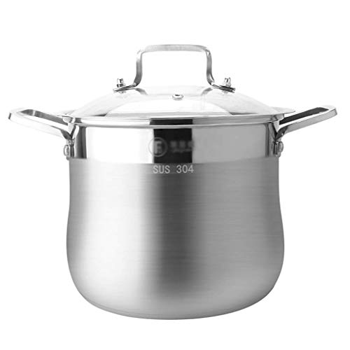 JY&WIN Olla común, Olla de Sopa Espesada doméstica de Acero Inoxidable 304 con Tapa, para Cocina de Gas/inducción (6/7/9 / 12L), para 3-12 Personas (tamaño: 12L)
