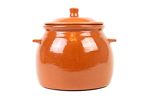 OLLA DE BARRO ALTA CON TAPA nº2 (20CM) 4litros (Medidas exterior ancho asas 22,5cm, diámetro 17,2 cm x altura con tapa 22,2 cm, sin tapa 17,4 cm x diámetro base inferior 19,8 cm)