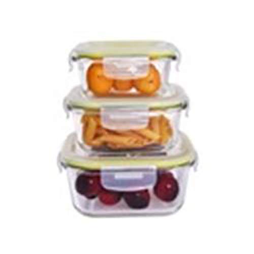 Bergner Set 3 fiambreras herméticas cuadradas Walking Anywhere de borosilicato en Color Rojo