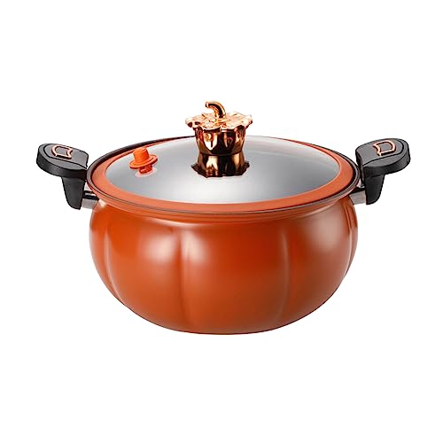 Micro Olla a Presión Calabaza Antiadherente Olla de Sopa Multifuncional Estufa de Gas Herramienta de Cocina Universal con Tapa de Vidrio (28cm)