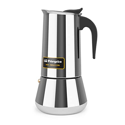 Orbegozo KFI 1260 - Cafetera Italiana, 12 Tazas, Asa, Válvula de Seguridad, Acero Inoxidable
