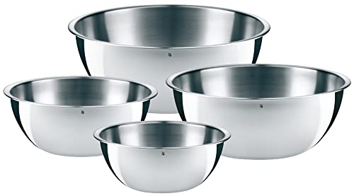 WMF Bol Gourmet - Set de 4 cuencos de mezcla (16, 18, 22, 24 cm), Acero inoxidable 18/10