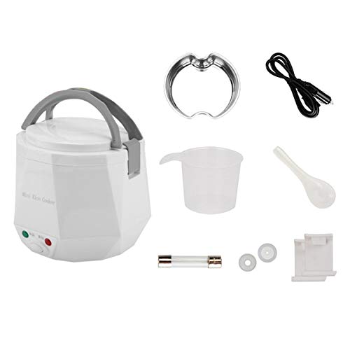 Greatangle Olla arrocera para Coche 24v camión 1.6l Olla arrocera Mini Olla arrocera 2 Personas -3 Personas Blanco Aislamiento portátil Seguro Blanco