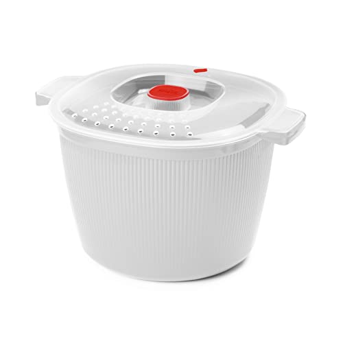 Snips Cocedor de Pasta, Cocedor de Pasta Blanco 100% Made in Italy Cocedor de Pasta y Patatas en Microondas | 4L | 265x22x16,5 cm | Color Rojo | Fabricado en Italia, plástico, 4 L