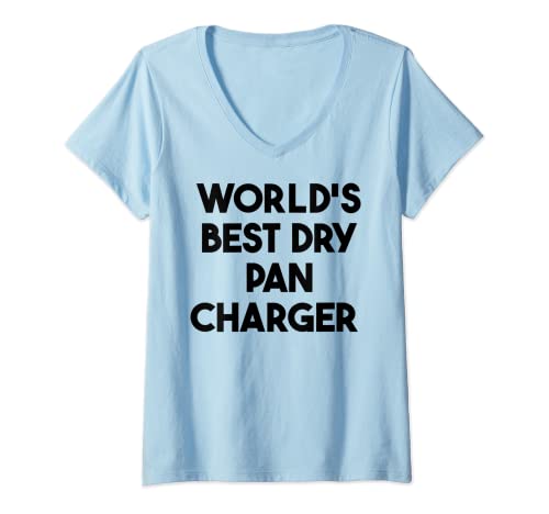 Mujer El mejor cargador de sartén seca del mundo Camiseta Cuello V