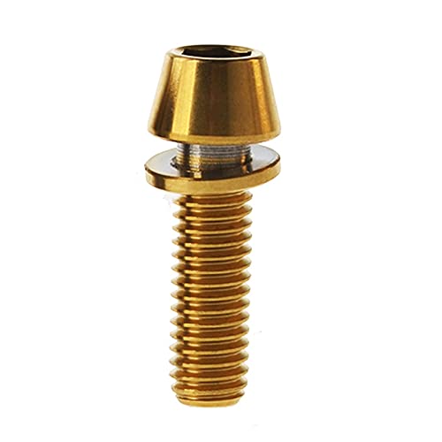 Los pernos de titanio M5X16 18 20 mm Caída cónica de 20 mm con lavadora for tallos de bicicleta azul negro arco iris oro (Color : Gold, Length : 16mm)